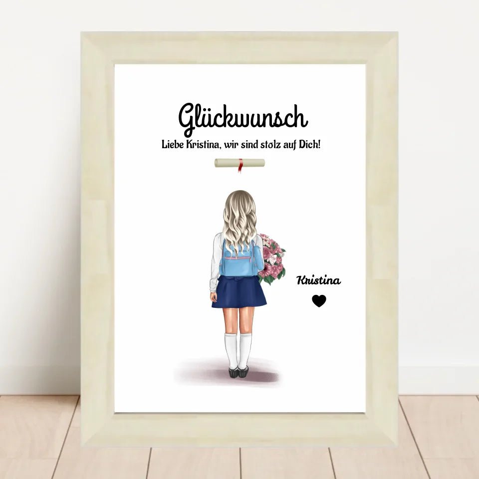 Zeugnis Geschenk Mädchen Bild personalisiert - Cantty