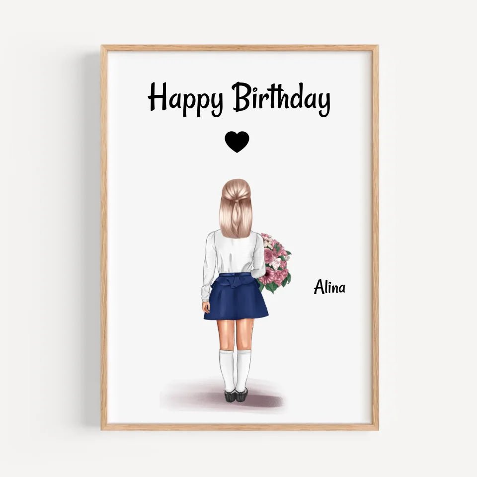 Kindergeburtstag Mädchen Bild Geschenk personalisiert - Cantty