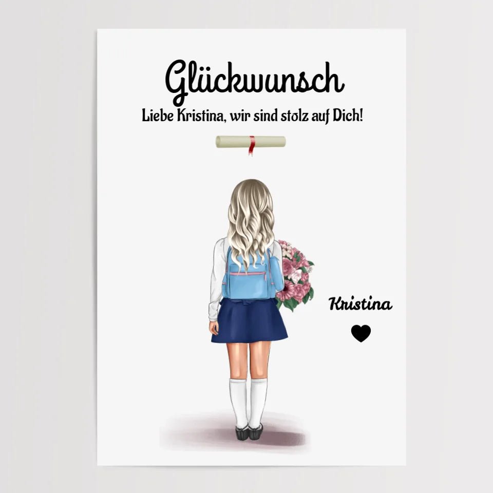 Zeugnis Geschenk Mädchen Bild personalisiert - Cantty