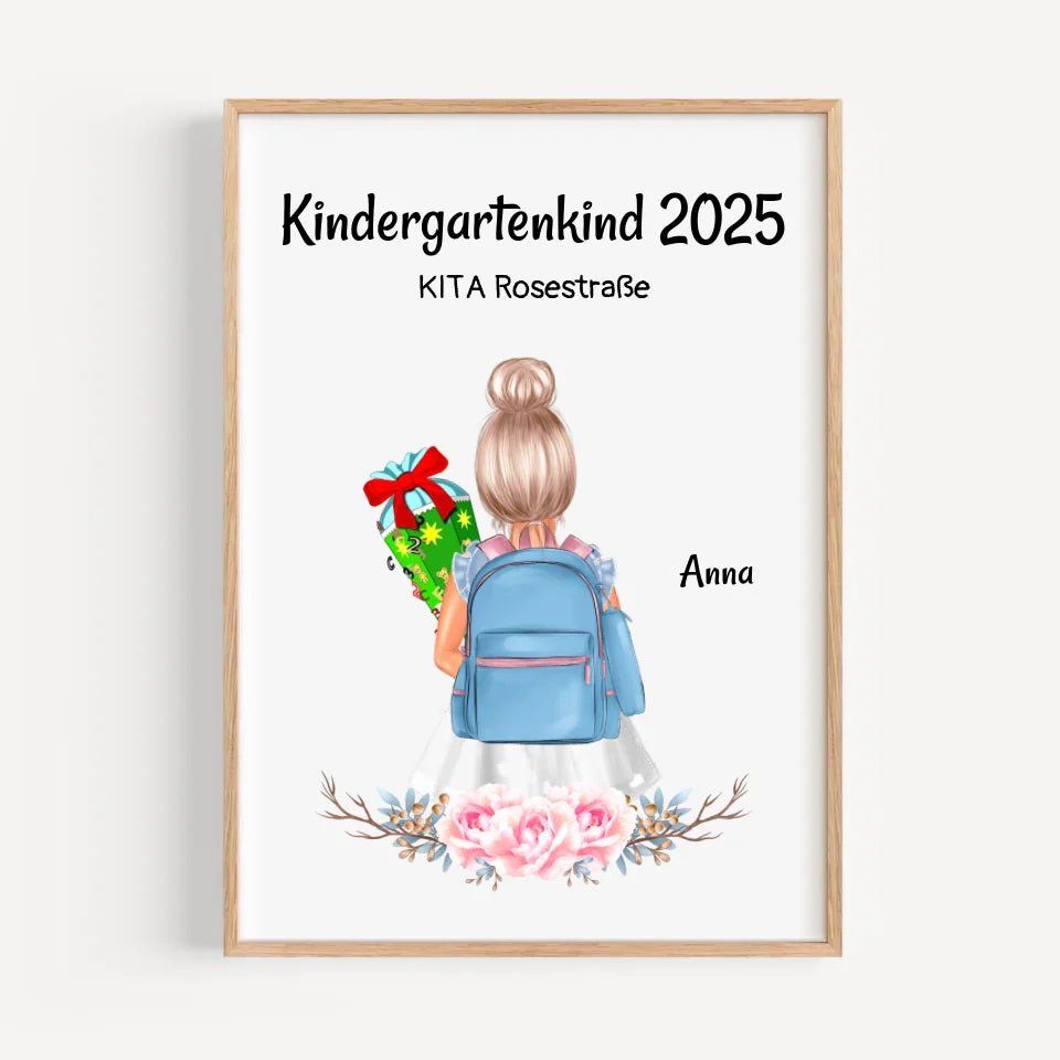 Mädchen Kindergarten Schule Anfang Bild Geschenk - Cantty