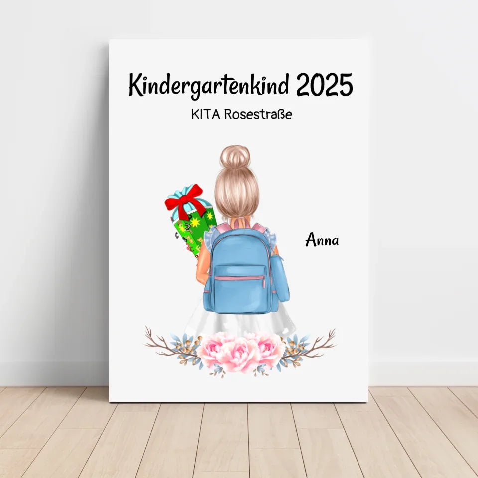 Mädchen Kindergarten Schule Anfang Bild Geschenk - Cantty