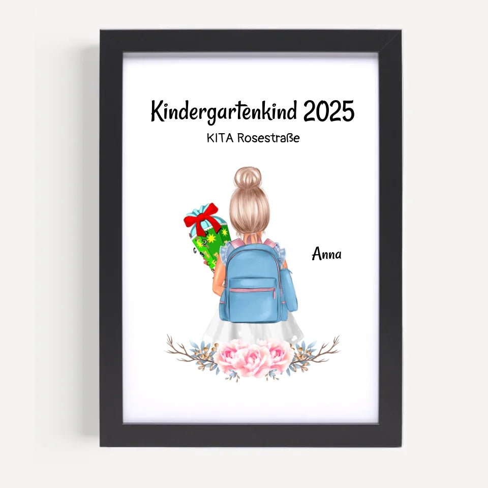 Mädchen Kindergarten Schule Anfang Bild Geschenk - Cantty