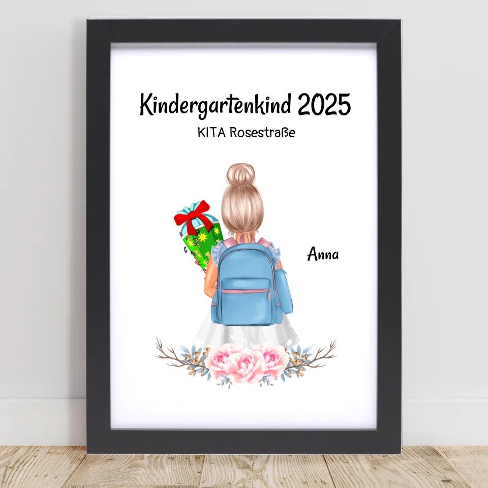 Mädchen Kindergarten Schule Anfang Bild Geschenk - Cantty