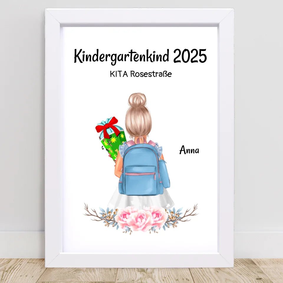 Mädchen Kindergarten Schule Anfang Bild Geschenk - Cantty