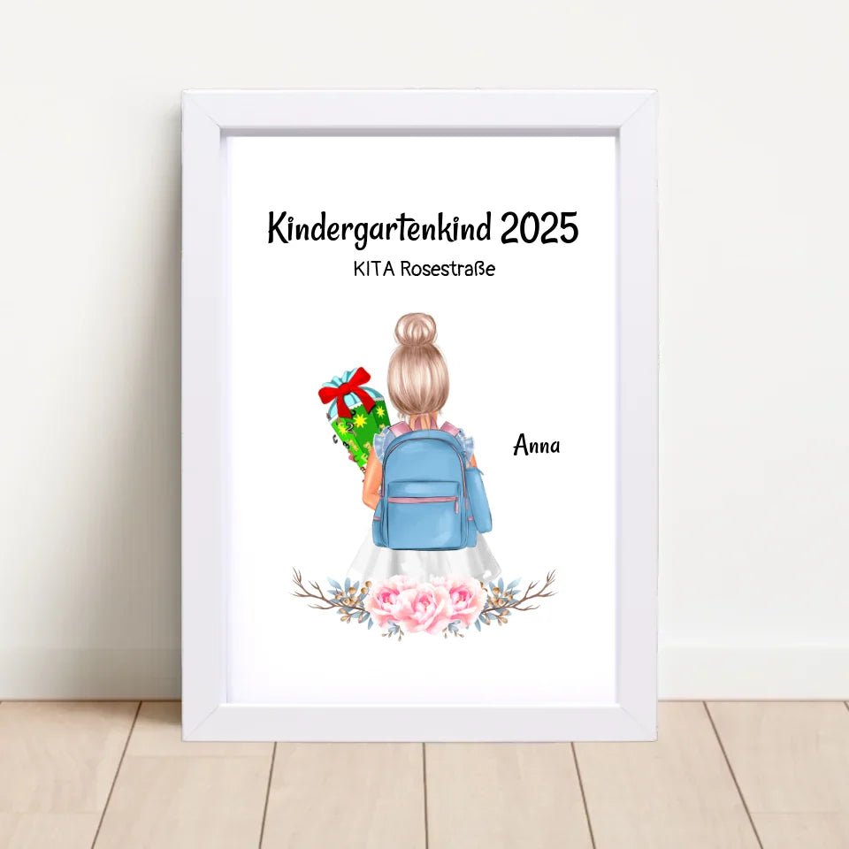 Mädchen Kindergarten Schule Anfang Bild Geschenk - Cantty