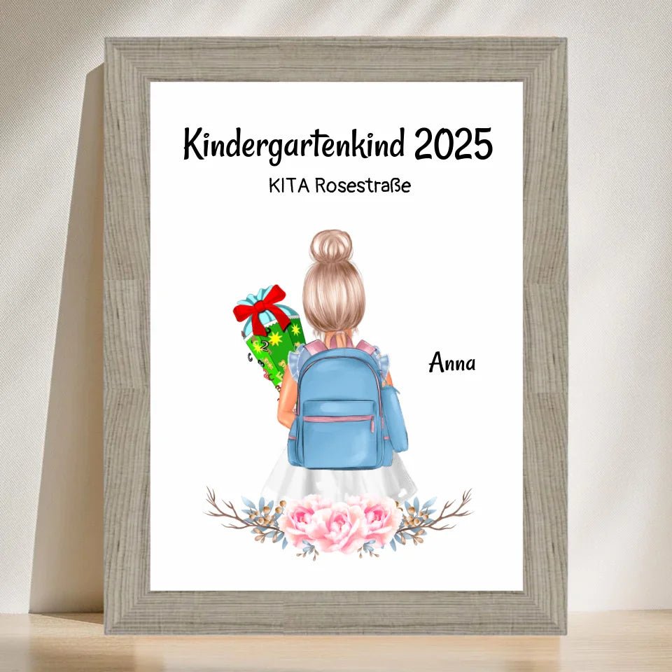 Mädchen Kindergarten Schule Anfang Bild Geschenk - Cantty