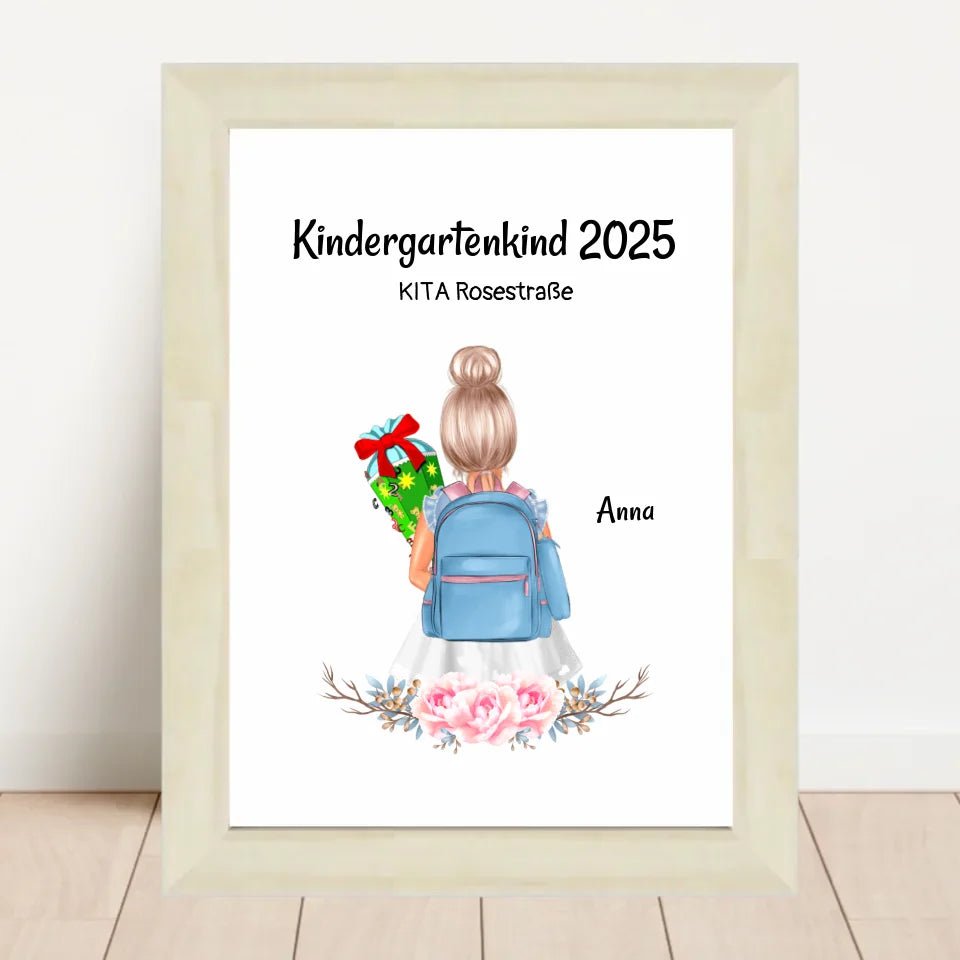 Mädchen Kindergarten Schule Anfang Bild Geschenk - Cantty