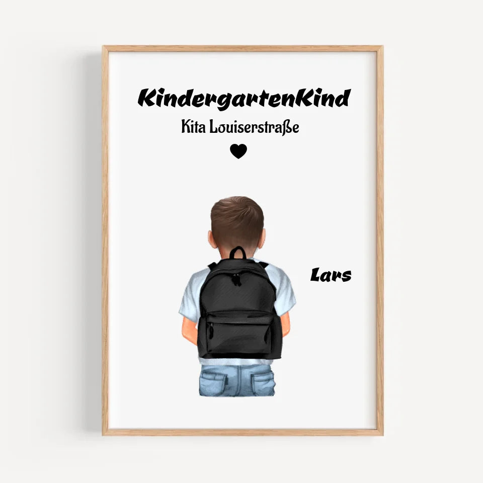 Kindergartenkind Junge Bild Geschenk personalisiert - Cantty