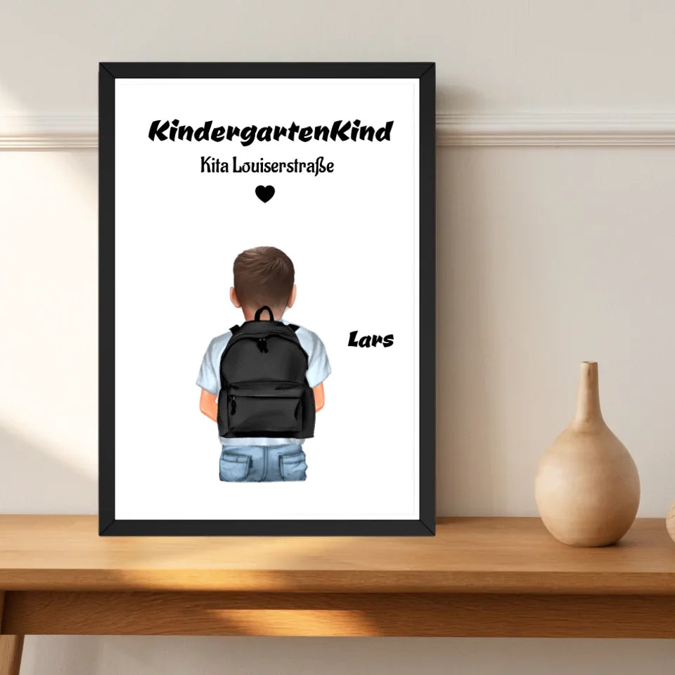 Kindergartenkind Junge Bild Geschenk personalisiert - Cantty