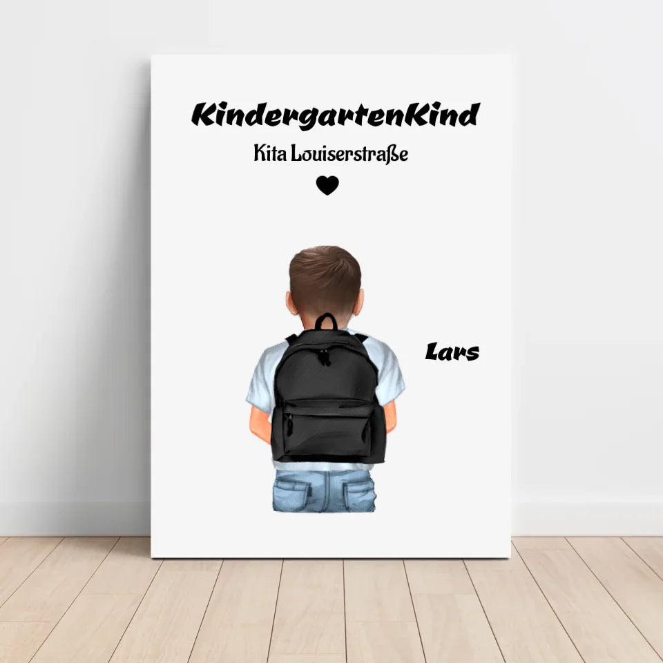 Kindergartenkind Junge Bild Geschenk personalisiert - Cantty