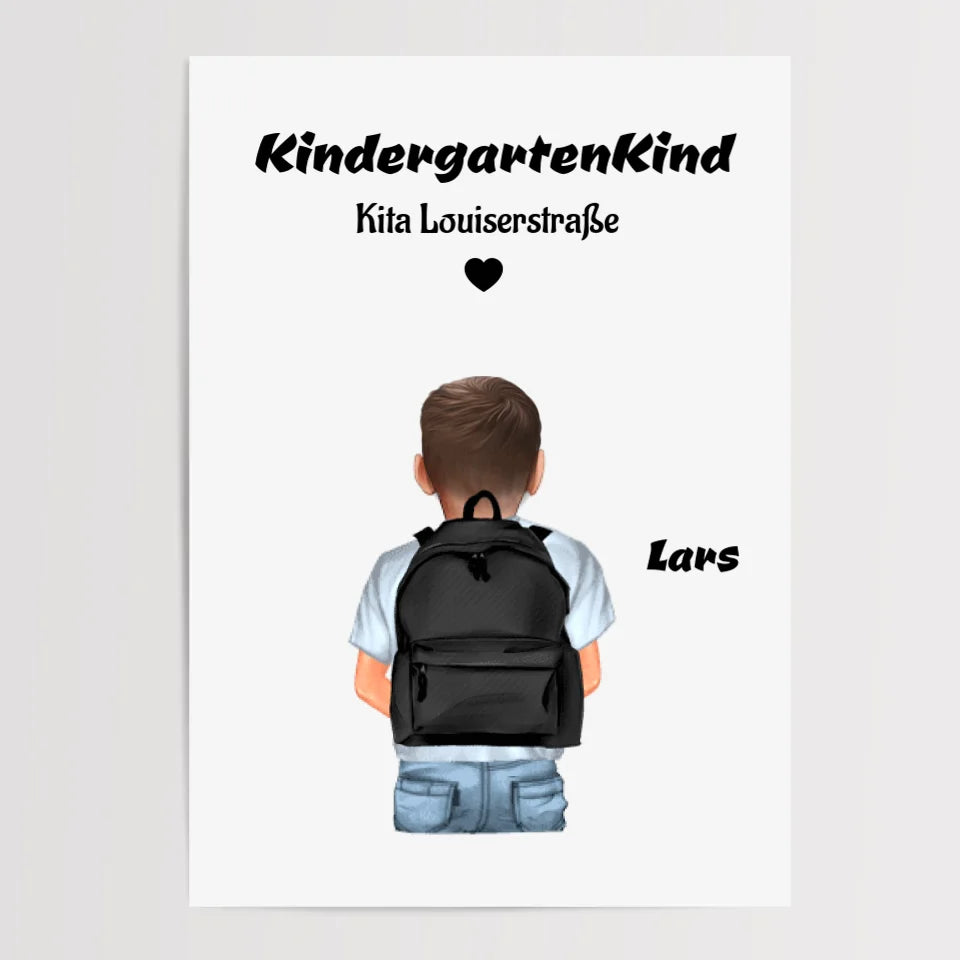 Kindergartenkind Junge Bild Geschenk personalisiert - Cantty