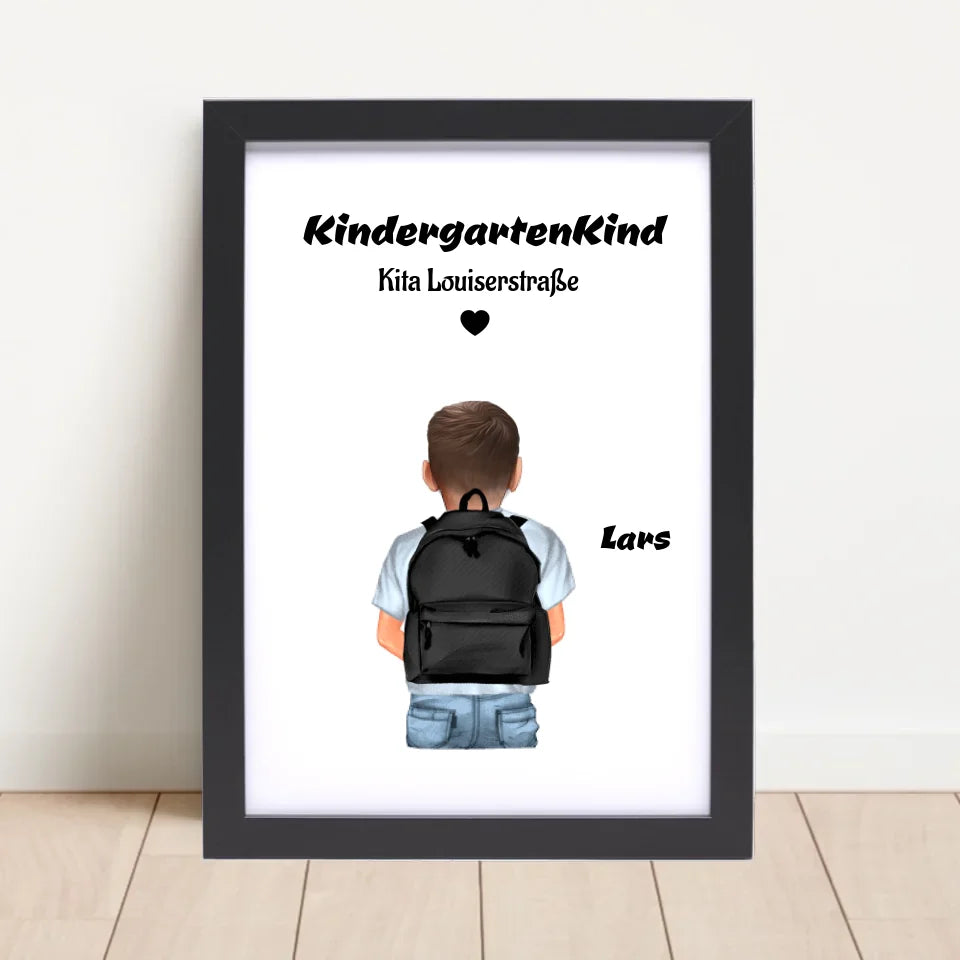 Kindergartenkind Junge Bild Geschenk personalisiert - Cantty