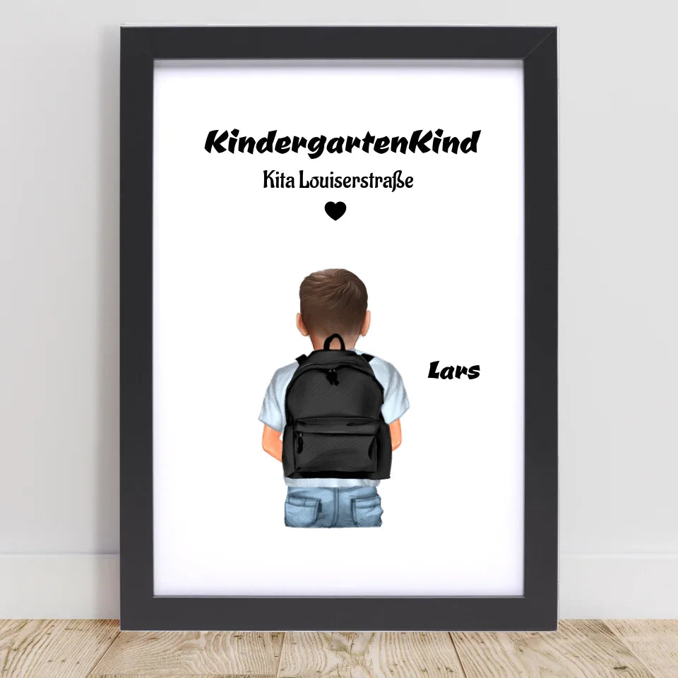 Kindergartenkind Junge Bild Geschenk personalisiert - Cantty