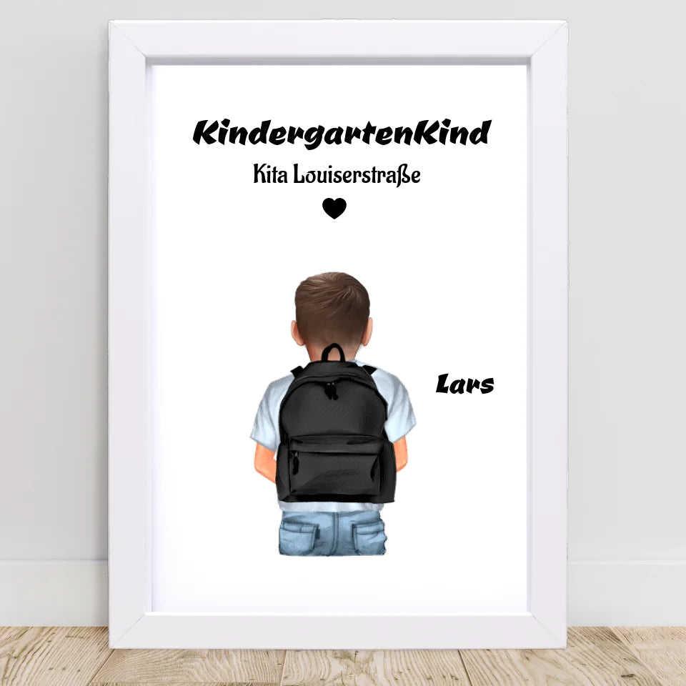 Kindergartenkind Junge Bild Geschenk personalisiert - Cantty