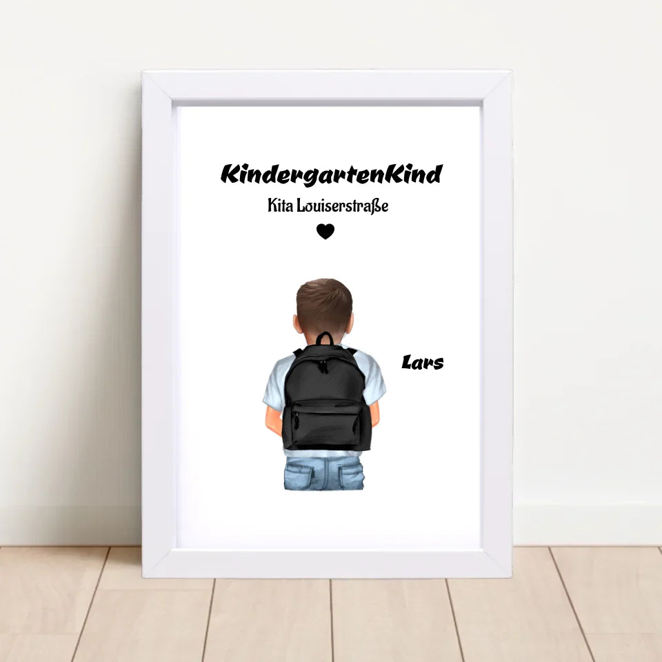 Kindergartenkind Junge Bild Geschenk personalisiert - Cantty