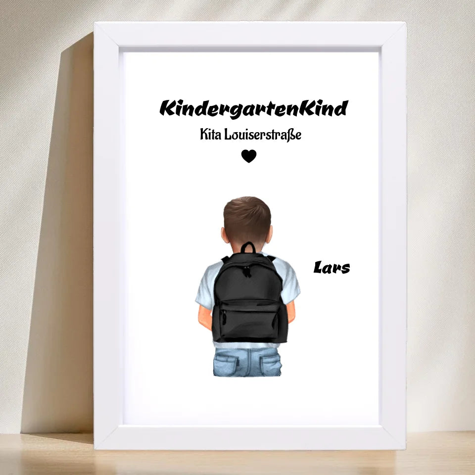 Kindergartenkind Junge Bild Geschenk personalisiert - Cantty