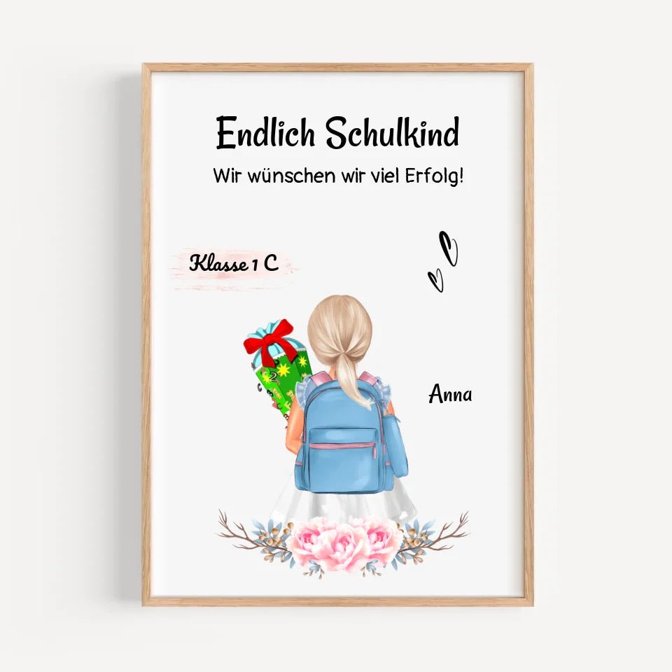 Schulkind Mädchen Einschulung Bild Geschenk - Cantty