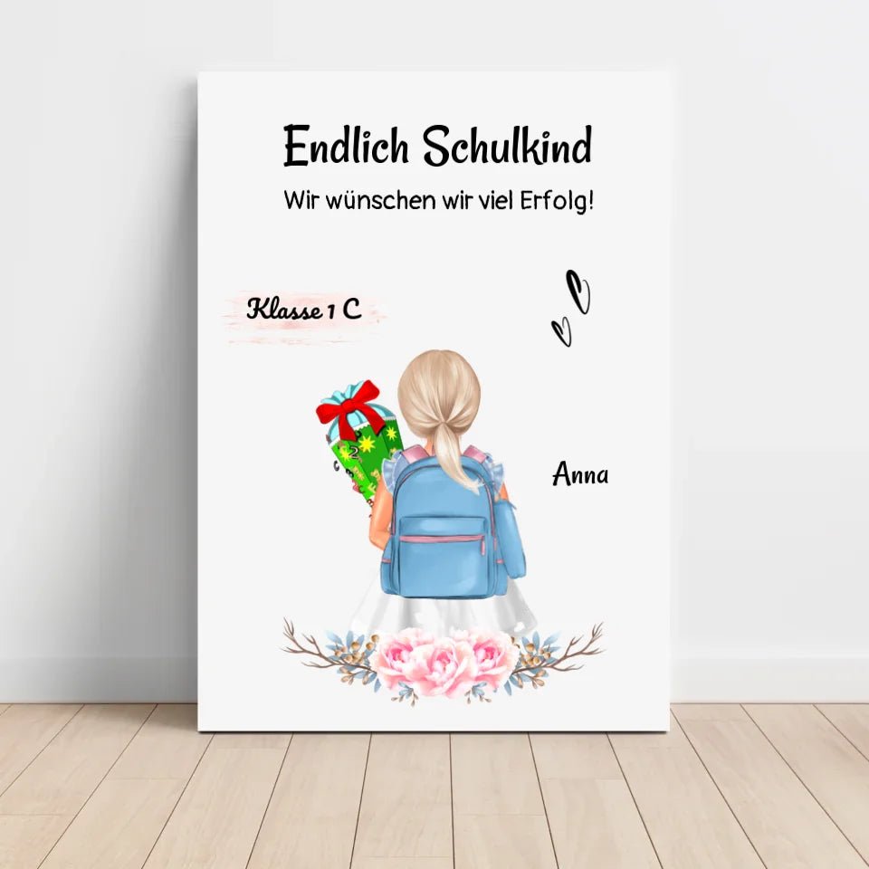 Schulkind Mädchen Einschulung Bild Geschenk - Cantty