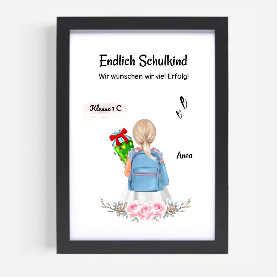 Schulkind Mädchen Einschulung Bild Geschenk - Cantty