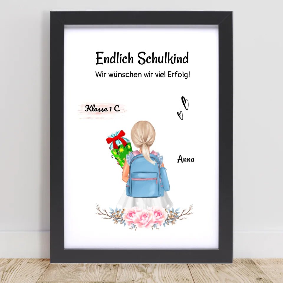 Schulkind Mädchen Einschulung Bild Geschenk - Cantty