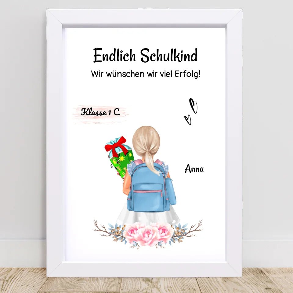 Schulkind Mädchen Einschulung Bild Geschenk - Cantty
