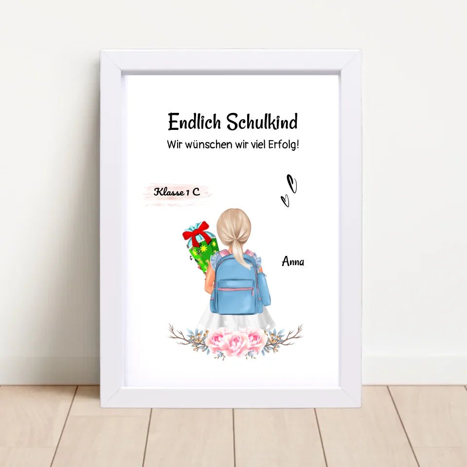 Schulkind Mädchen Einschulung Bild Geschenk - Cantty
