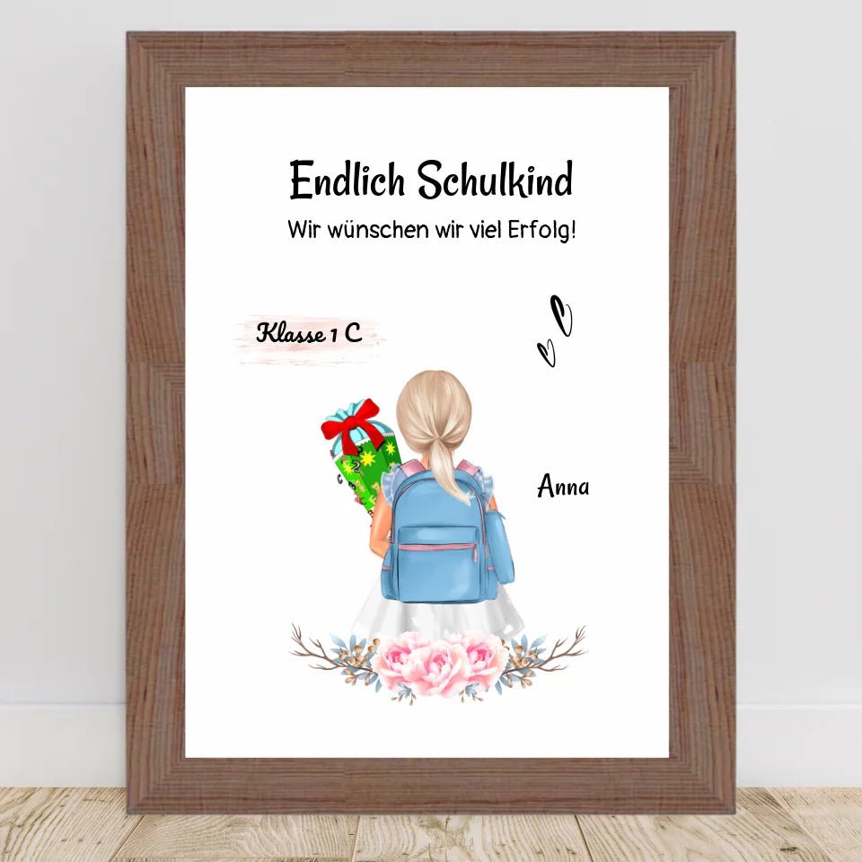 Schulkind Mädchen Einschulung Bild Geschenk - Cantty