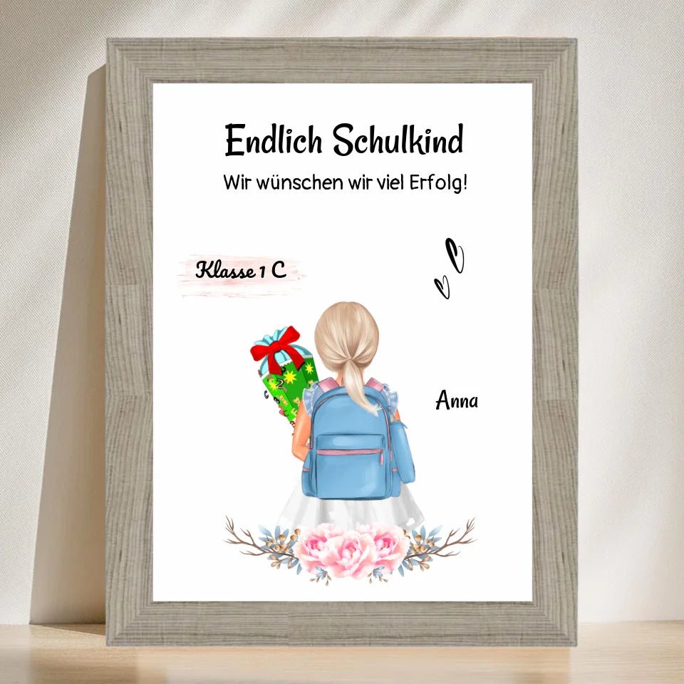 Schulkind Mädchen Einschulung Bild Geschenk - Cantty