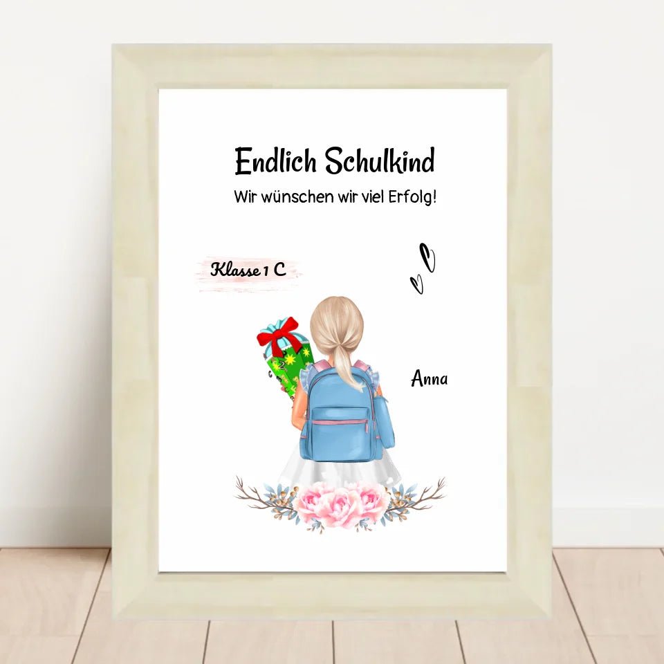 Schulkind Mädchen Einschulung Bild Geschenk - Cantty