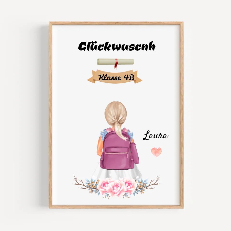 Mädchen Zeugnis Geschenk Bild personalisiert - Cantty
