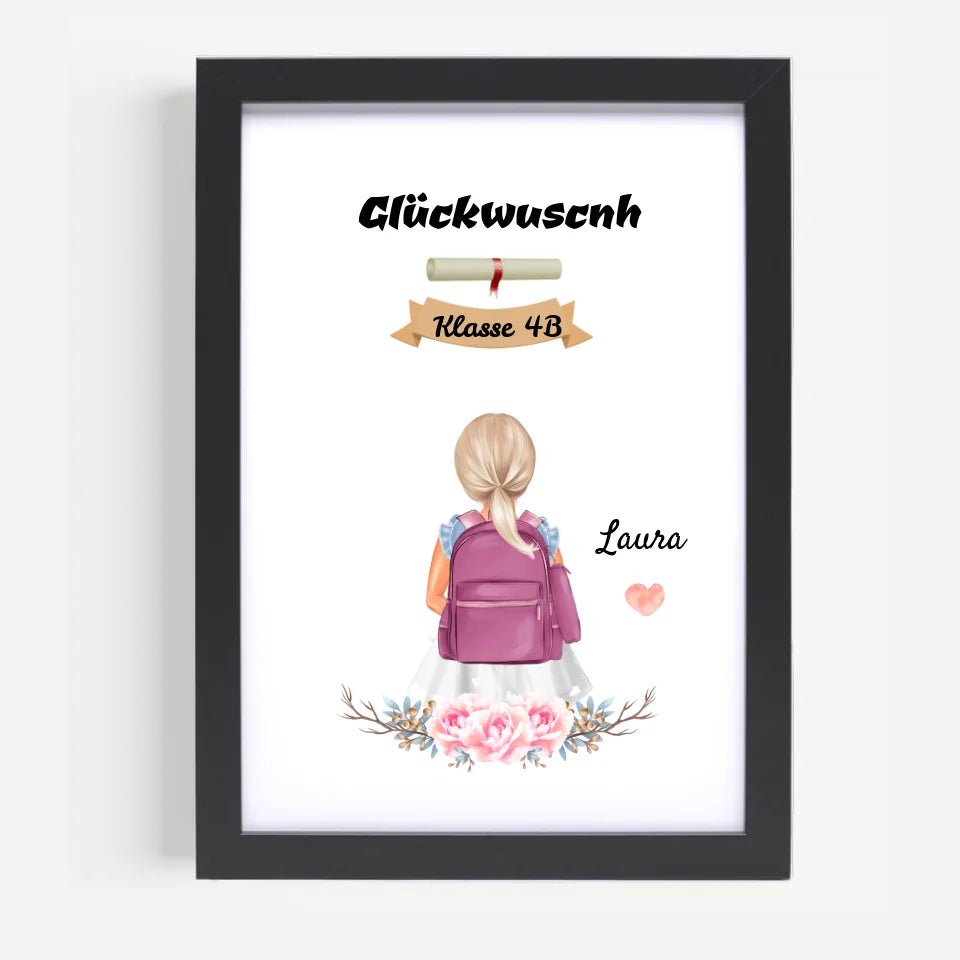 Mädchen Zeugnis Geschenk Bild personalisiert - Cantty
