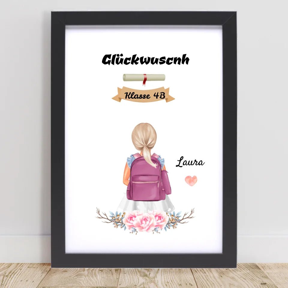 Mädchen Zeugnis Geschenk Bild personalisiert - Cantty