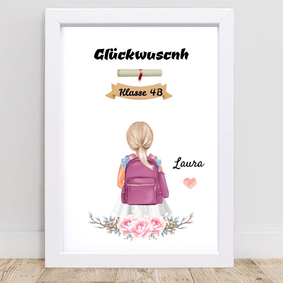 Mädchen Zeugnis Geschenk Bild personalisiert - Cantty