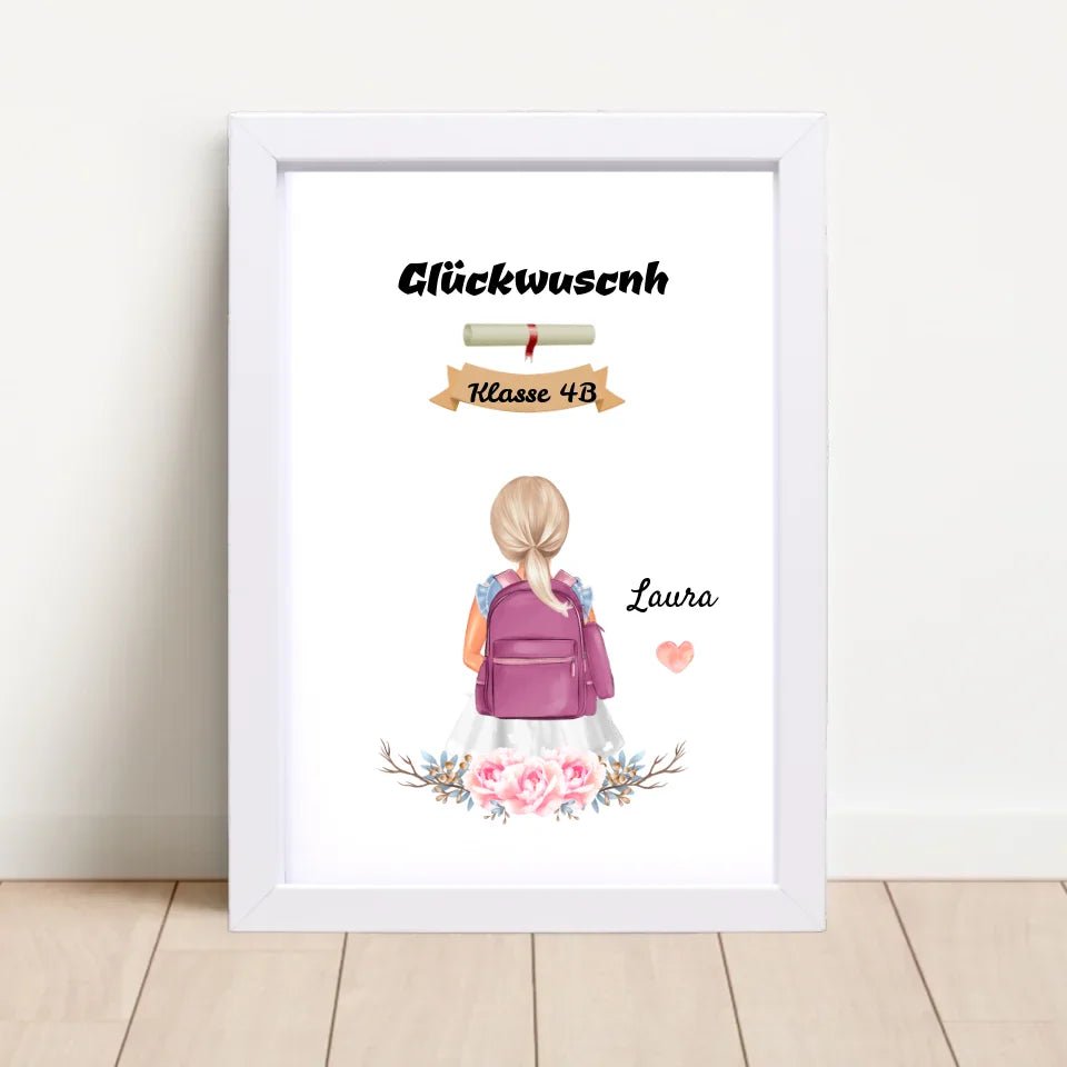 Mädchen Zeugnis Geschenk Bild personalisiert - Cantty