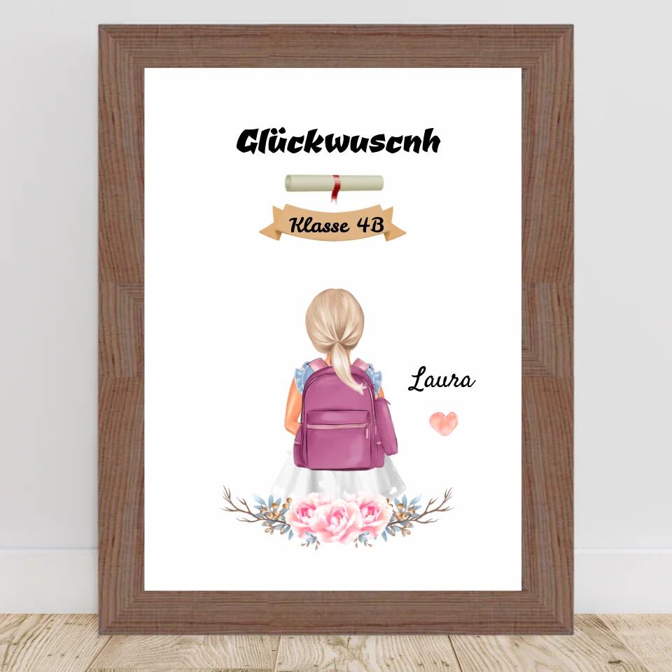 Mädchen Zeugnis Geschenk Bild personalisiert - Cantty