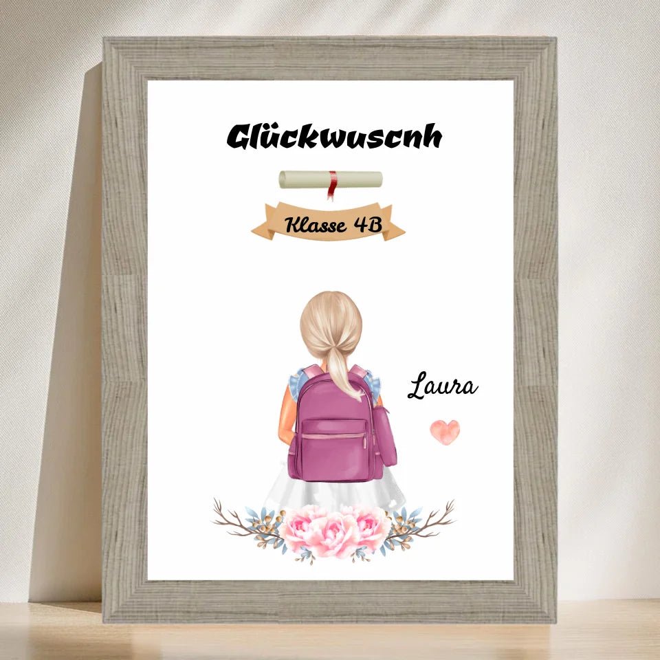 Mädchen Zeugnis Geschenk Bild personalisiert - Cantty