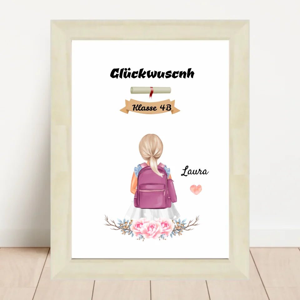 Mädchen Zeugnis Geschenk Bild personalisiert - Cantty