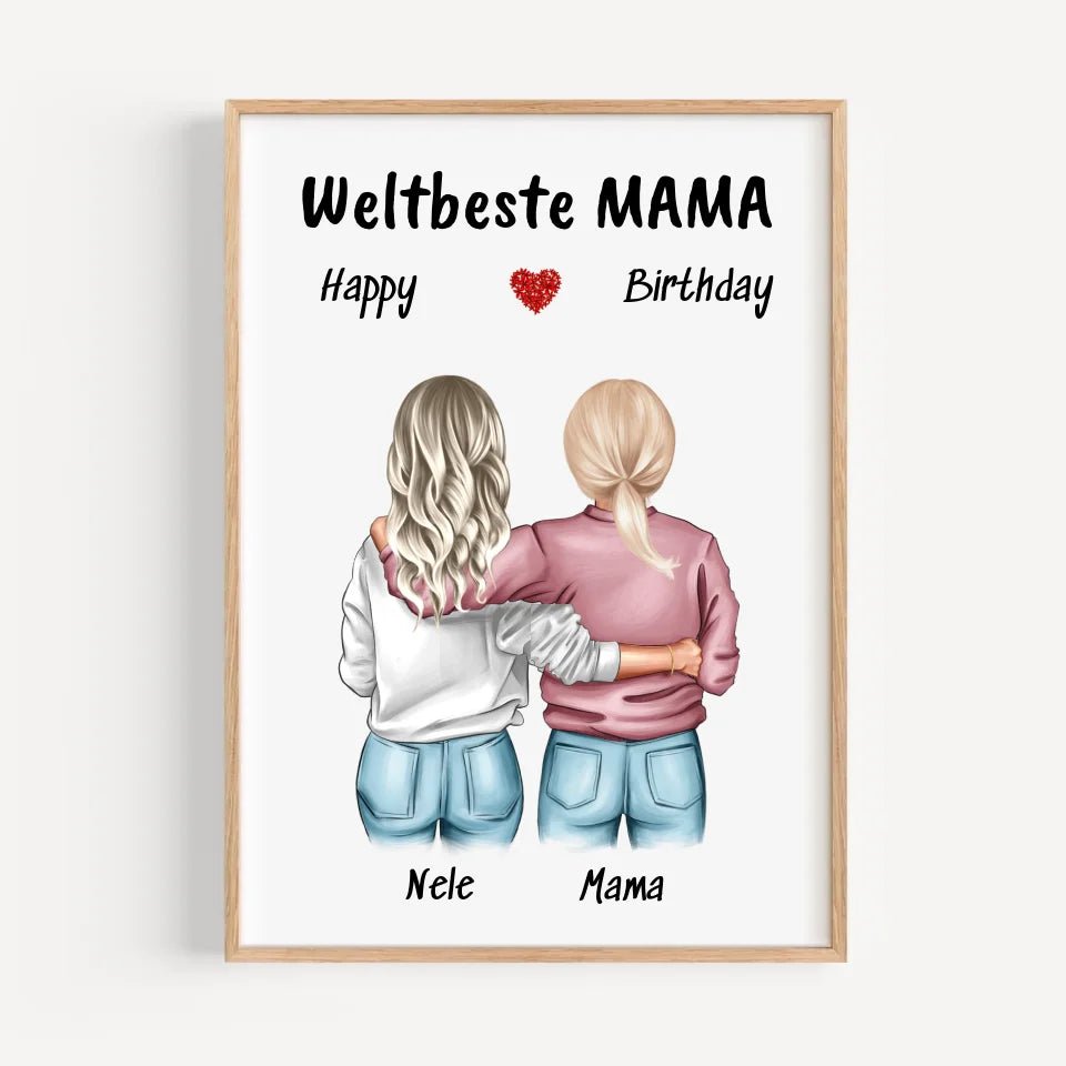 Mutter Tochter Poster Geschenk mit Namen und Spruch - Cantty