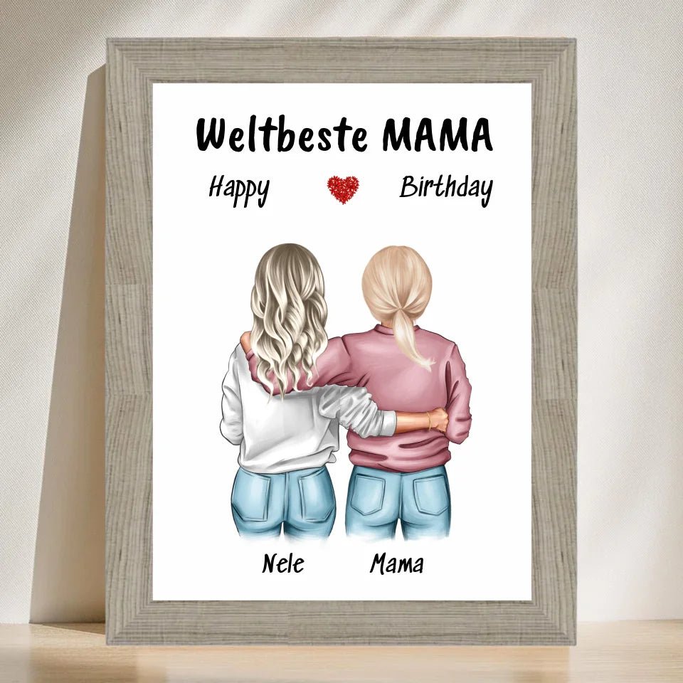Mutter Tochter Poster Geschenk mit Namen und Spruch - Cantty
