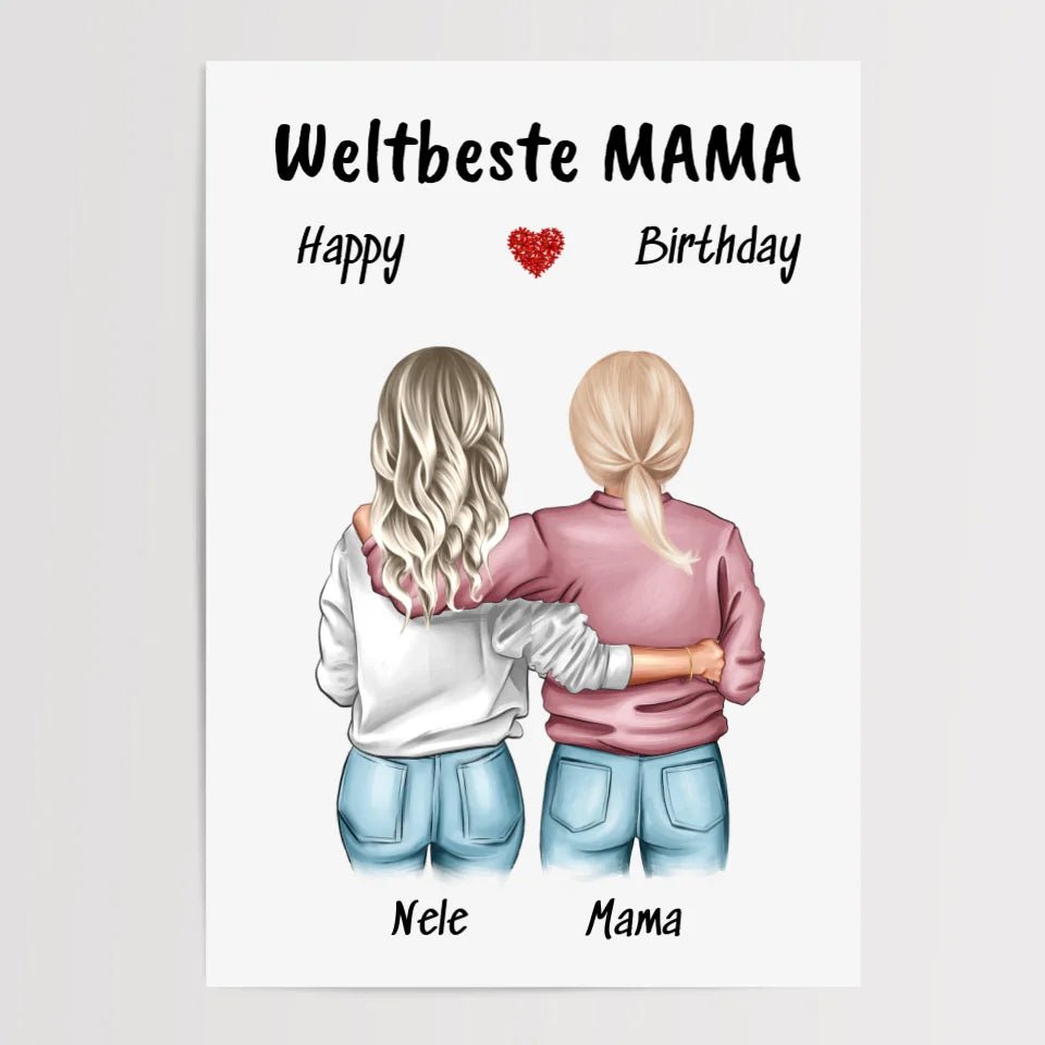 Mutter Tochter Poster Geschenk mit Namen und Spruch - Cantty