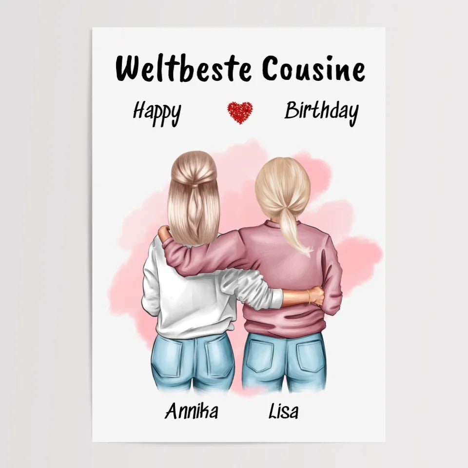Geschenk Cousine Bild personalisiert selber gestalten - Cantty