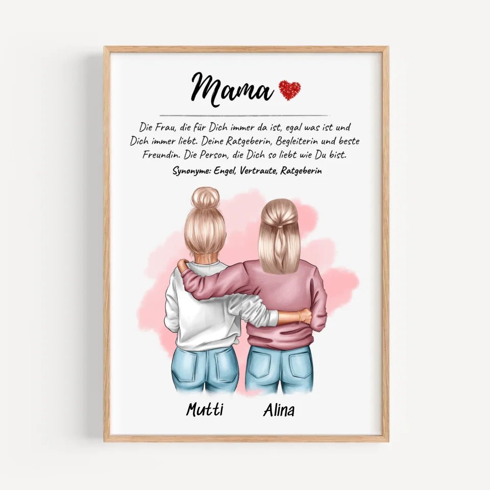 Mama Tochter Bild Geschenk personalisiert mit Definition & Spruch - Cantty