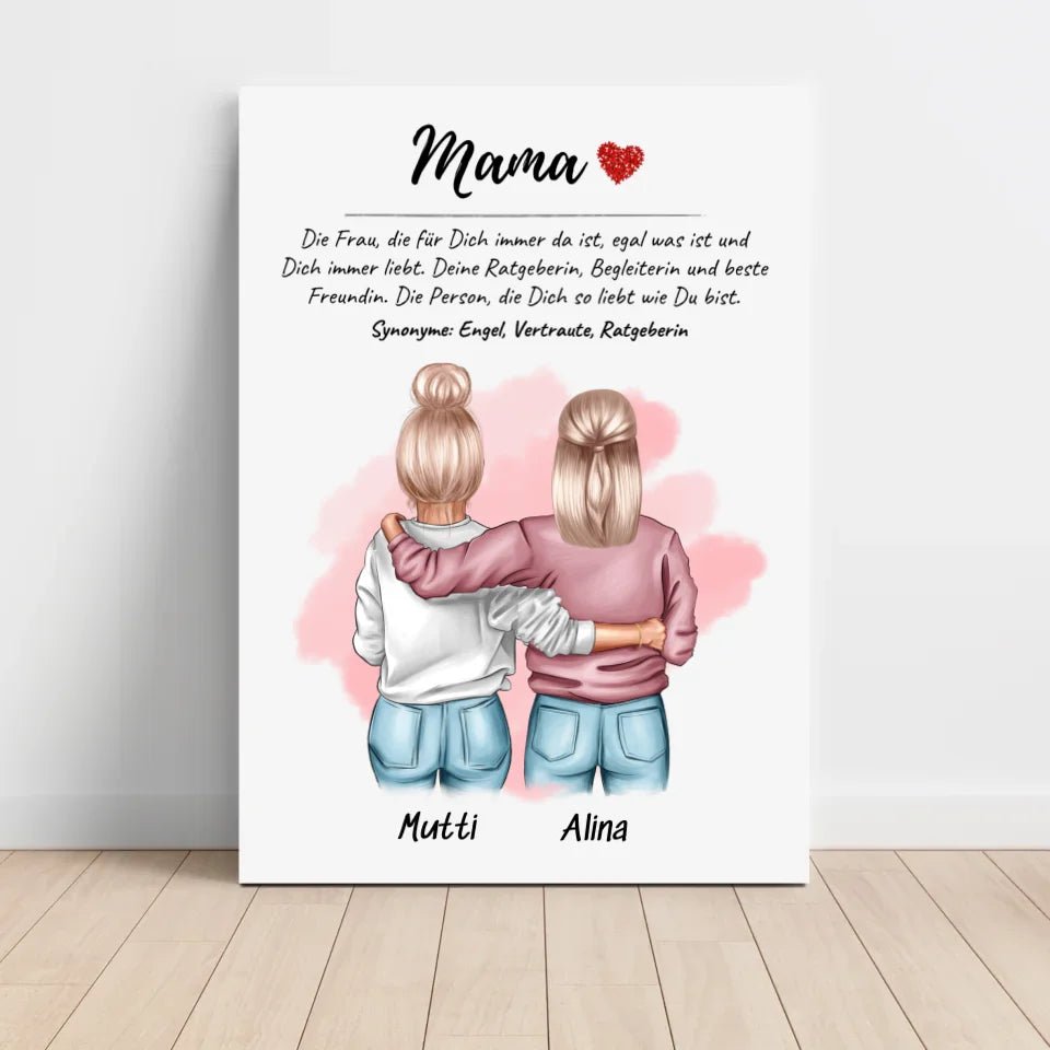 Mama Tochter Bild Geschenk personalisiert mit Definition & Spruch - Cantty