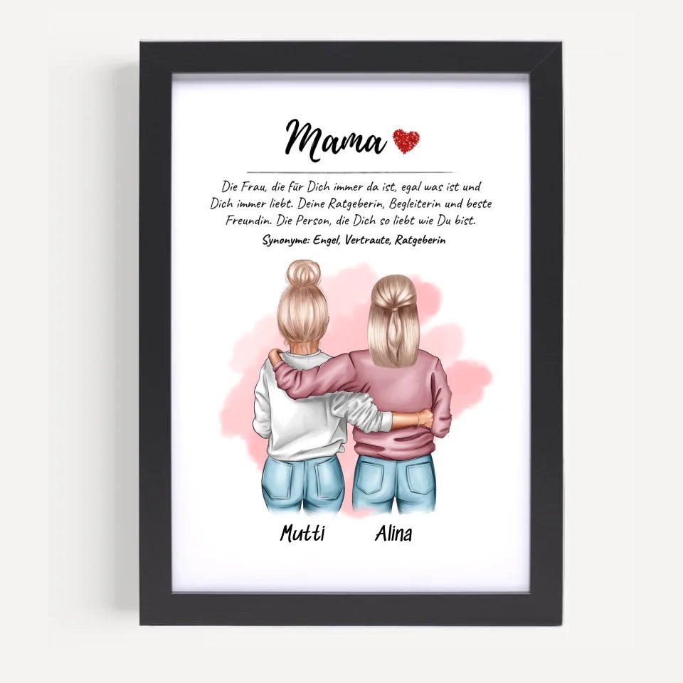 Mama Tochter Bild Geschenk personalisiert mit Definition & Spruch - Cantty