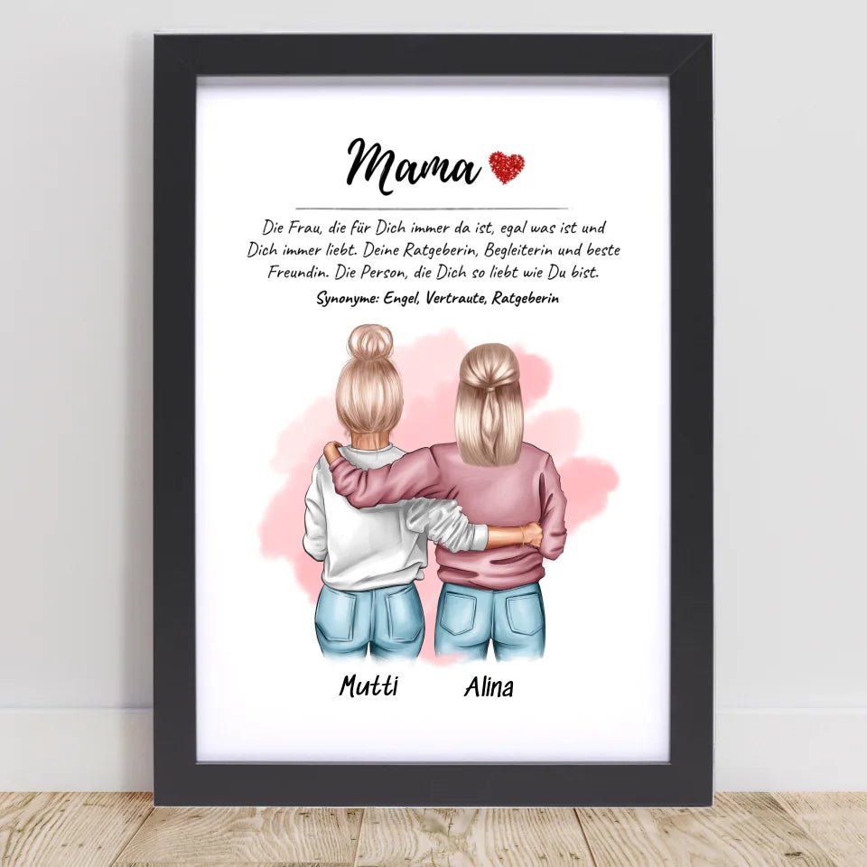 Mama Tochter Bild Geschenk personalisiert mit Definition & Spruch - Cantty
