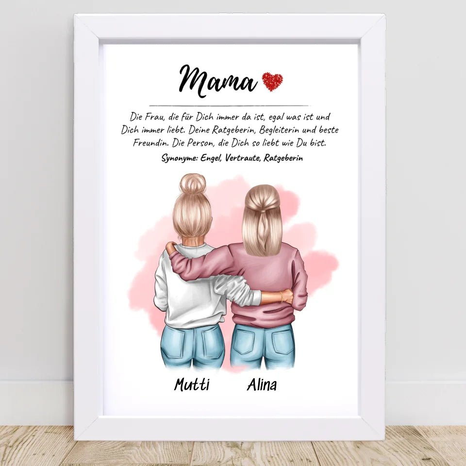 Mama Tochter Bild Geschenk personalisiert mit Definition & Spruch - Cantty