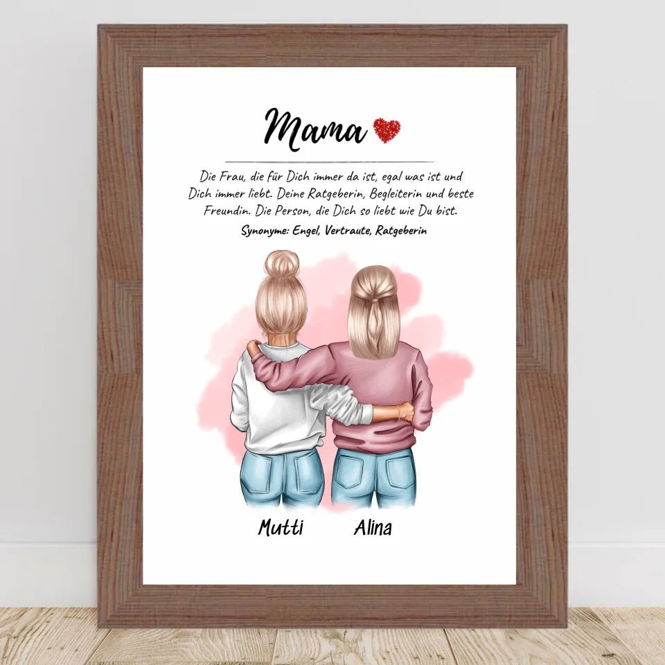 Mama Tochter Bild Geschenk personalisiert mit Definition & Spruch - Cantty