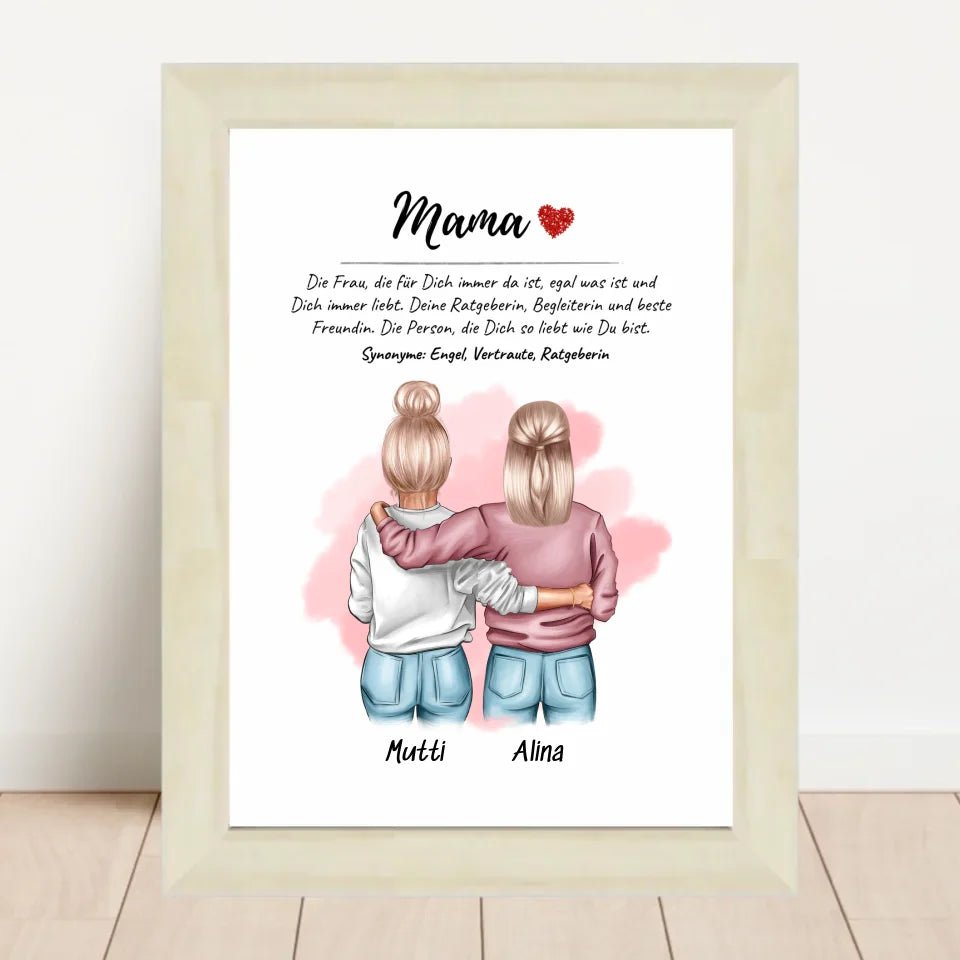 Mama Tochter Bild Geschenk personalisiert mit Definition & Spruch - Cantty