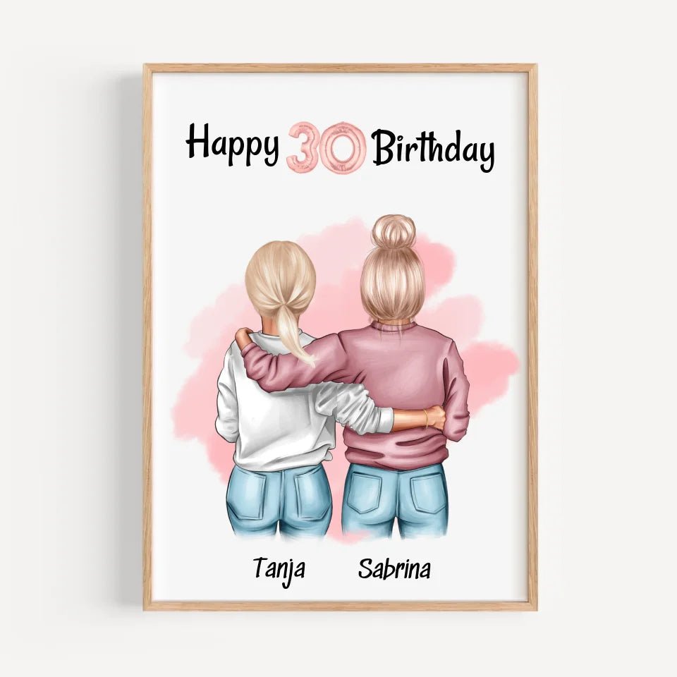 Beste Freundin 30 Geburtstag Bild Geschenk personalisiert - Cantty