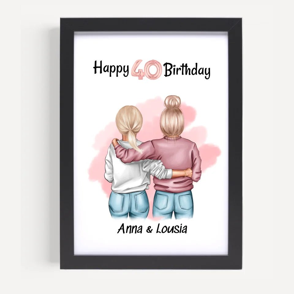 Beste Freundin 40 Geburtstag Geschenk Bild/Poster/Karte personalisiert - Cantty